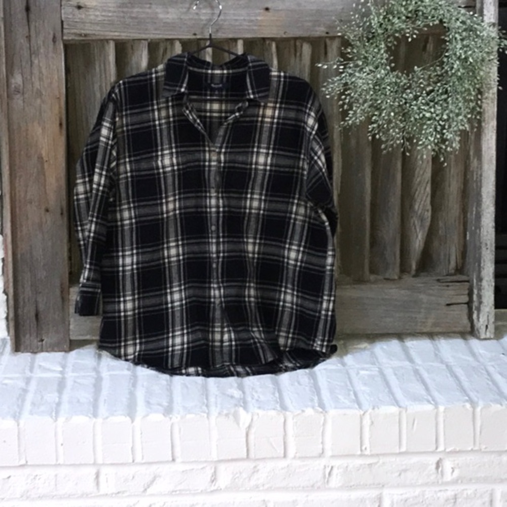 Madewell Flannel 3/4 sleeve Flannel Shirt